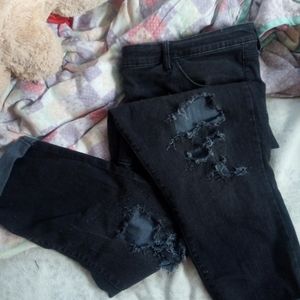 Button-fly Black Ripped Jeans